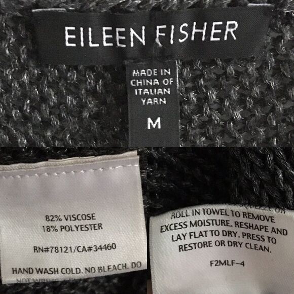 EILEEN FISHER Scoop Neck Metallic Sweater Grey M - Picture 4 of 4